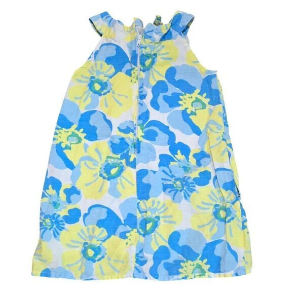 Old Navy Girls Floral Linen Blend Dress 2T Blue & Yellow Sleeveless Vintage - Picture 2 of 6